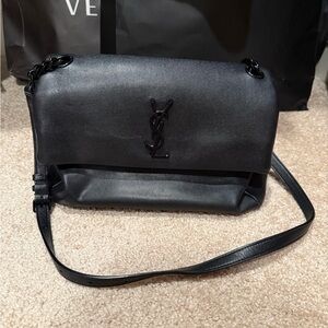 Saint Laurent Black Textured Leather Bag